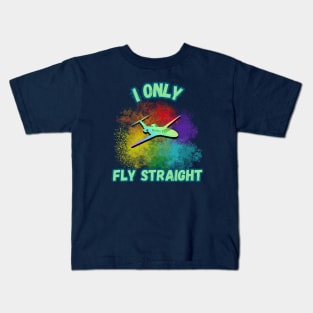 I Only Fly Straight; Rainbow Pride Pilot Kids T-Shirt